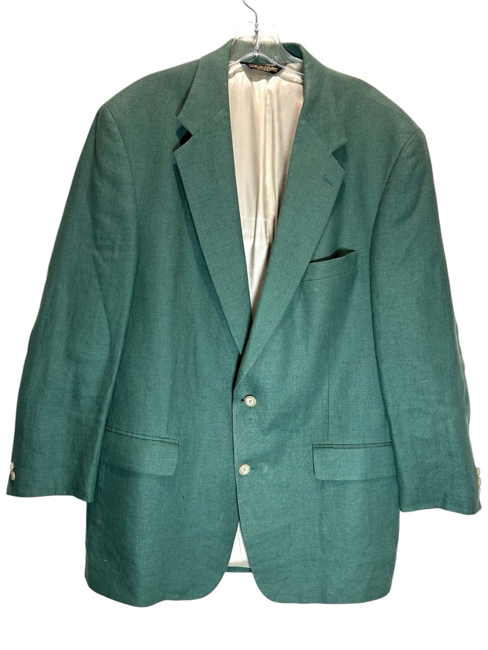 VTG Brooks Brothers Men’s Jade Green Linen Two-Button Blazer, Made in USA - 44L
